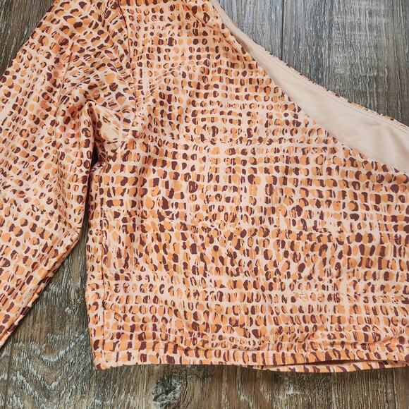 L*Space Cardi Rashguard Top in Wild Bunch Orange Medium One Sleeve - Picture 3 of 5